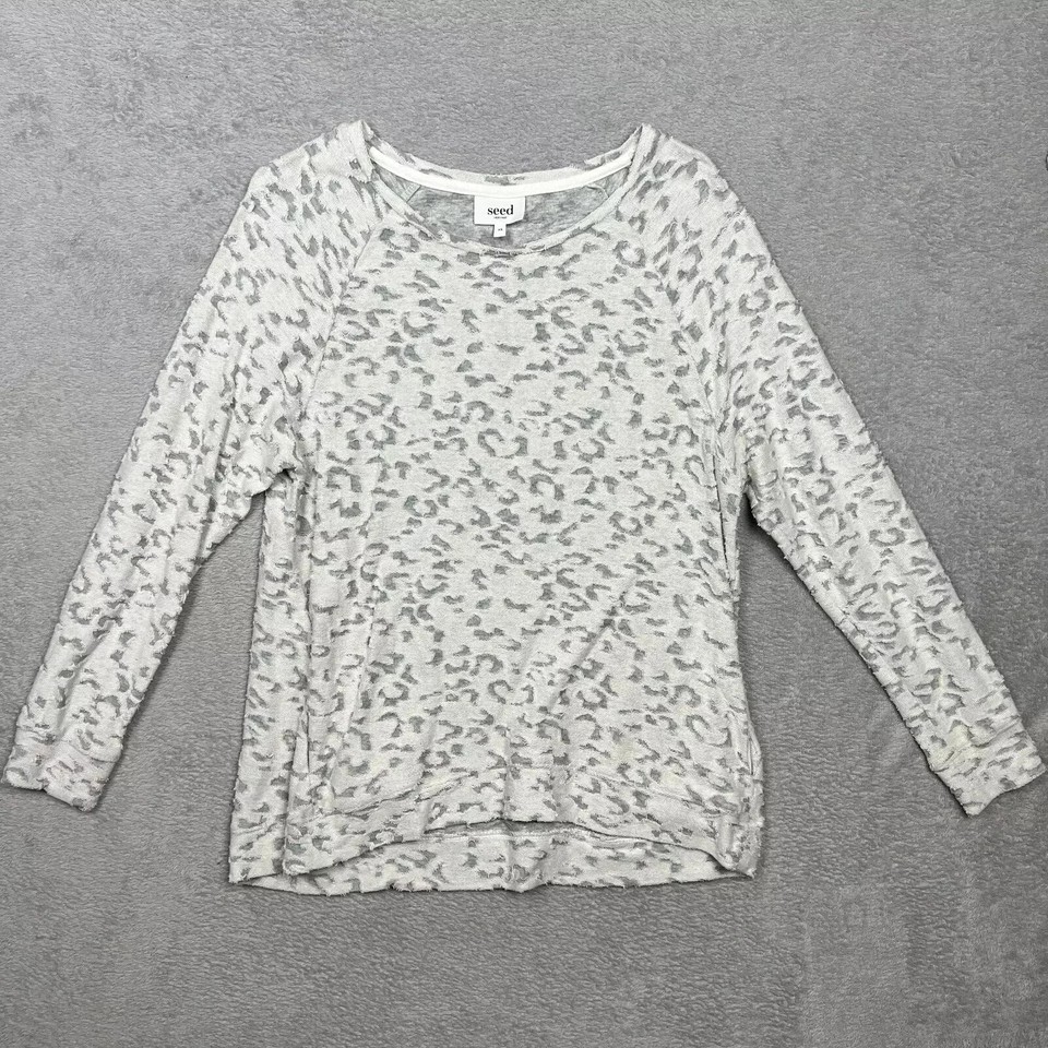 Seed Heritage Sweatshirt Jumper Women XS Extra Small Long Sleeve Crew Neck Grey