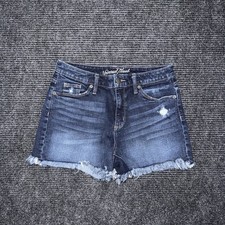 Universal Thread High Rise Shortie Dark Wash Distressed Denim Shorts Sz 4 / 27