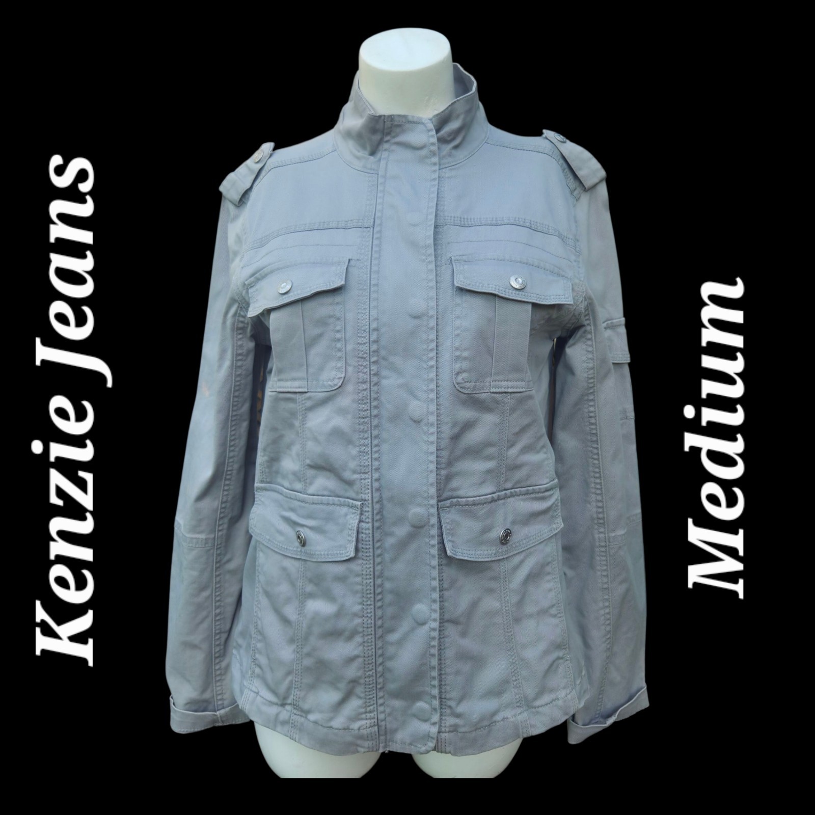 Kenzie NWOT Military‑Style Jacket Women’s Medium Light Gray Structured Coat