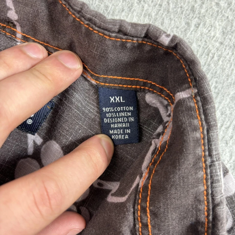 Reyn Spooner Shirt Mens 2XL Brown Aloha Hawaiian Short Sleeve Tropical Cruise - Image 4 of 4