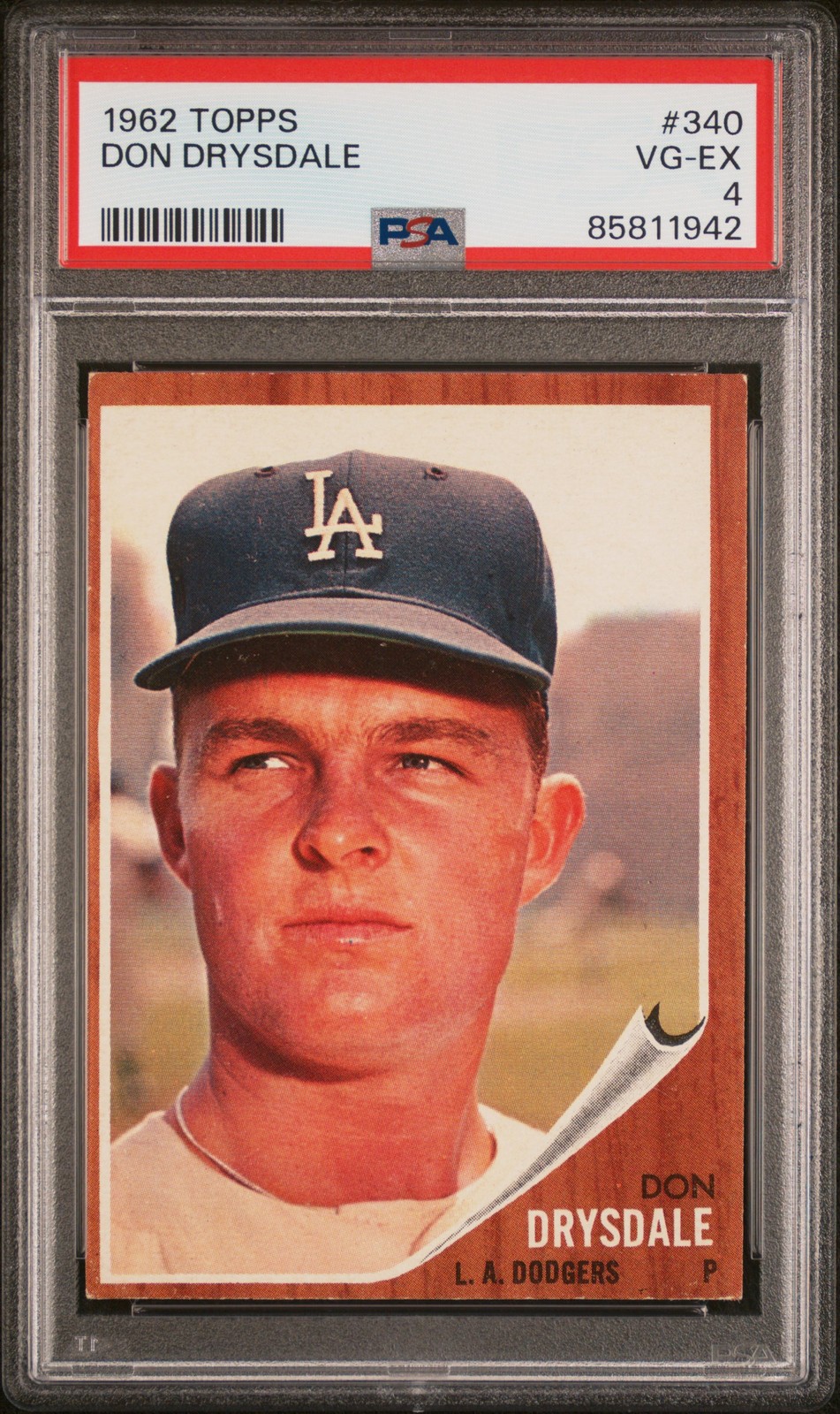 1962 TOPPS #340 DON DRYSDALE PSA 4