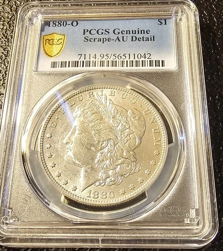 1880-O Pcgs Genuine Scrape Au Detail Morgan Silver Dollar