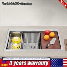 33" Drop-in Single Bowl Kitchen Sink Top Mount 304 Stainless Steel Silver