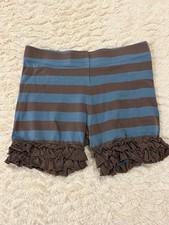 Matilda Jane Platinum Sienna Shorties girls sz 6 Blue  Gray Striped ruffled