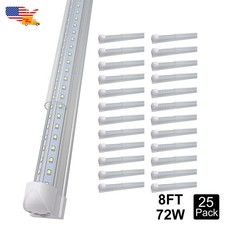 8Ft 72W 25 Pack Led Shop Lights 6500K T8 Integrated Garage Ceiling Light Fixture