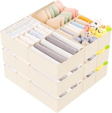 Drawer Organizer Set 15 Pieces Fabric Storage Bins with 3 Sizes for Clothes