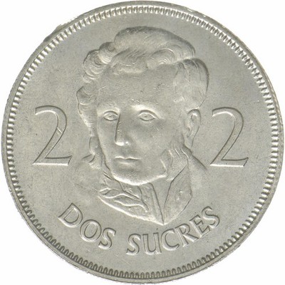 Ecuador | 2 Sucres Coin | Antonio José de Sucre | KM:82 | 1973