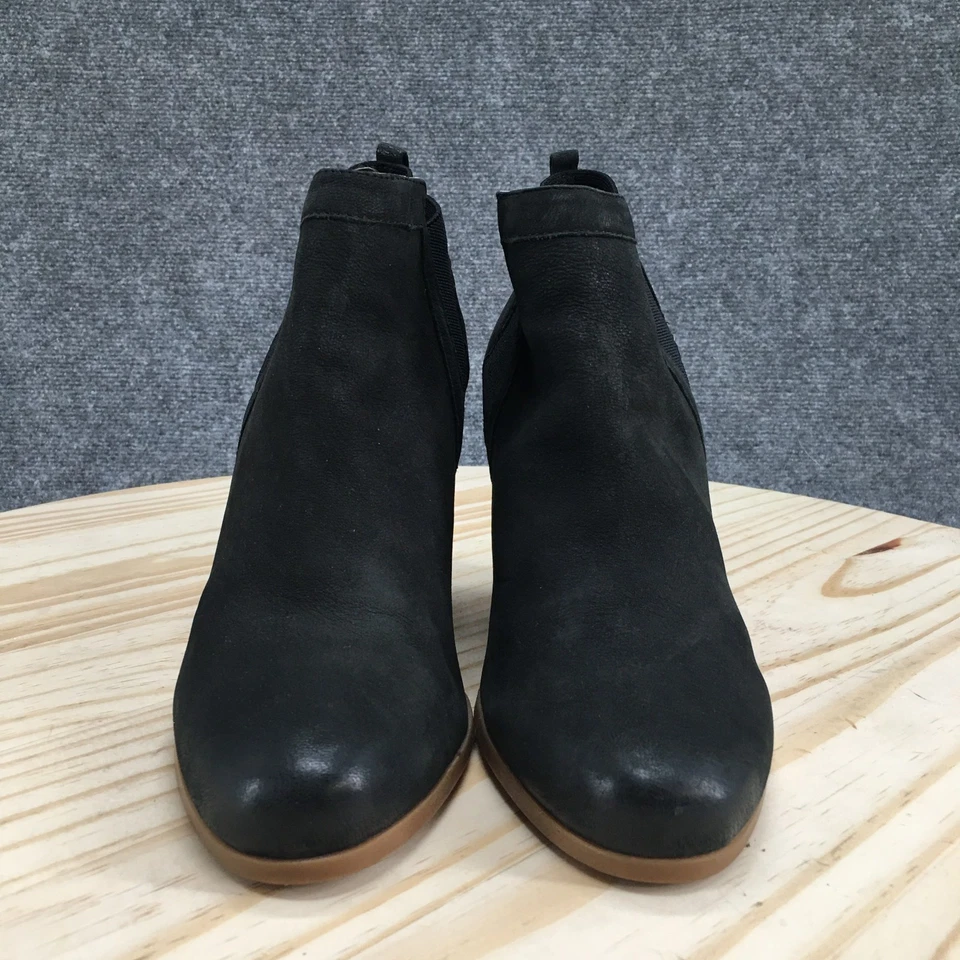 Crown Vintage Botas Mujer 9 M Carly Botines Cuña Cuero Negro Pull On Informal Foto 4 de 4