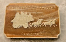 Wells Fargo and Company Since 1852 Stagecoaches Hand Carved Stone Belt Buckle