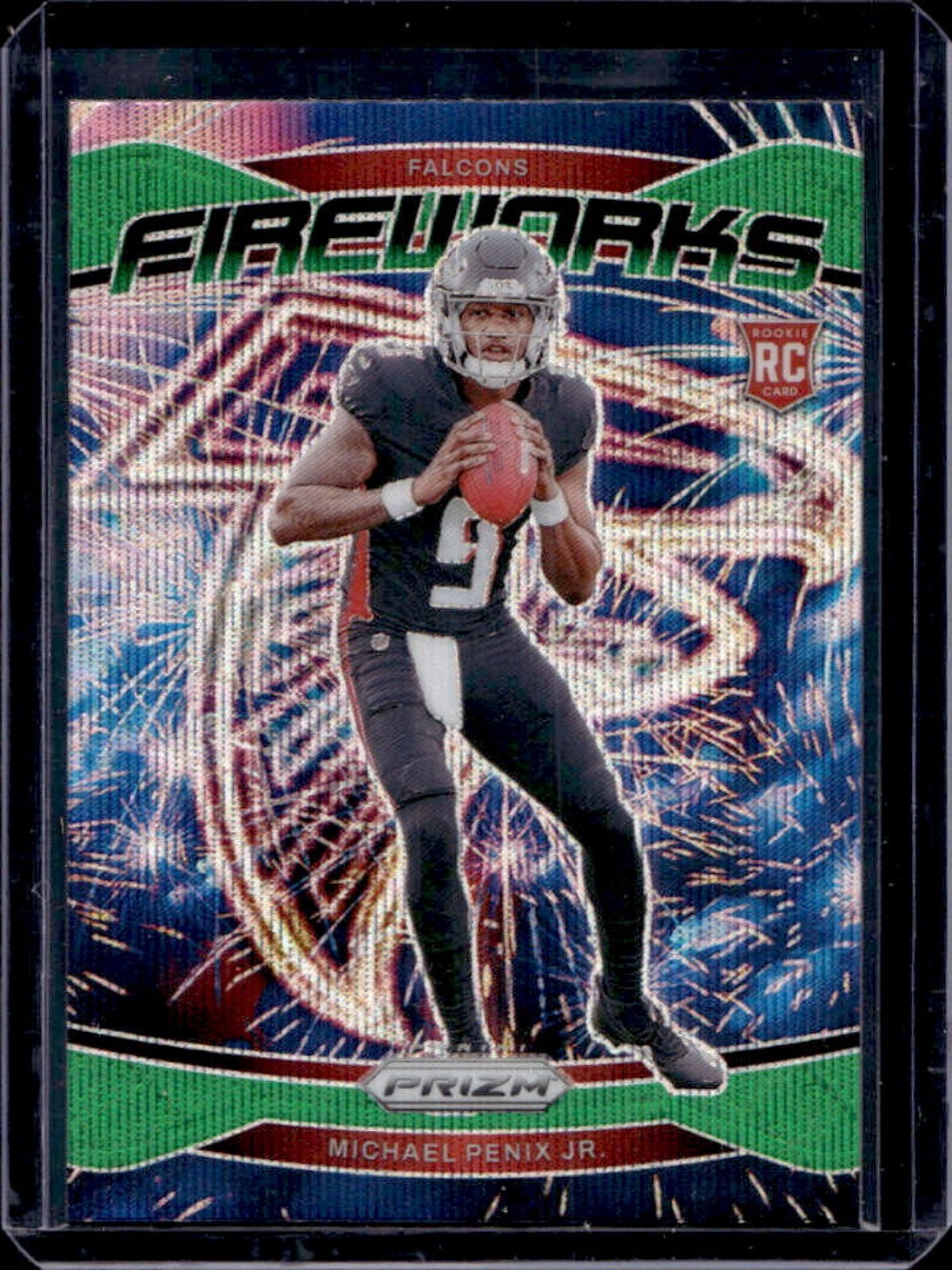 2024 Prizm Michael Penix Jr. Fireworks RC Green Wave Rookie #16 Falcons