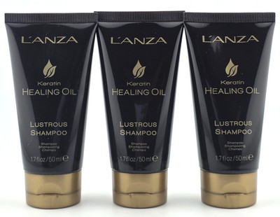 3x LANZA Lustrous Shampoo Keratin Healing Oil Travel Size 1.7 fl oz Each