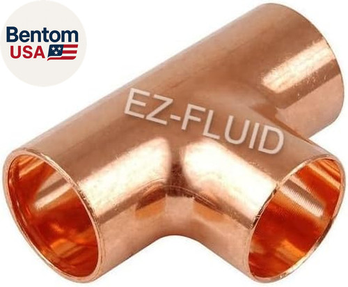 (1Pc)  Plumbing 1-1/2" Copper Tee,C X C Sweat Solder Copper Tee,Pressure Fitting