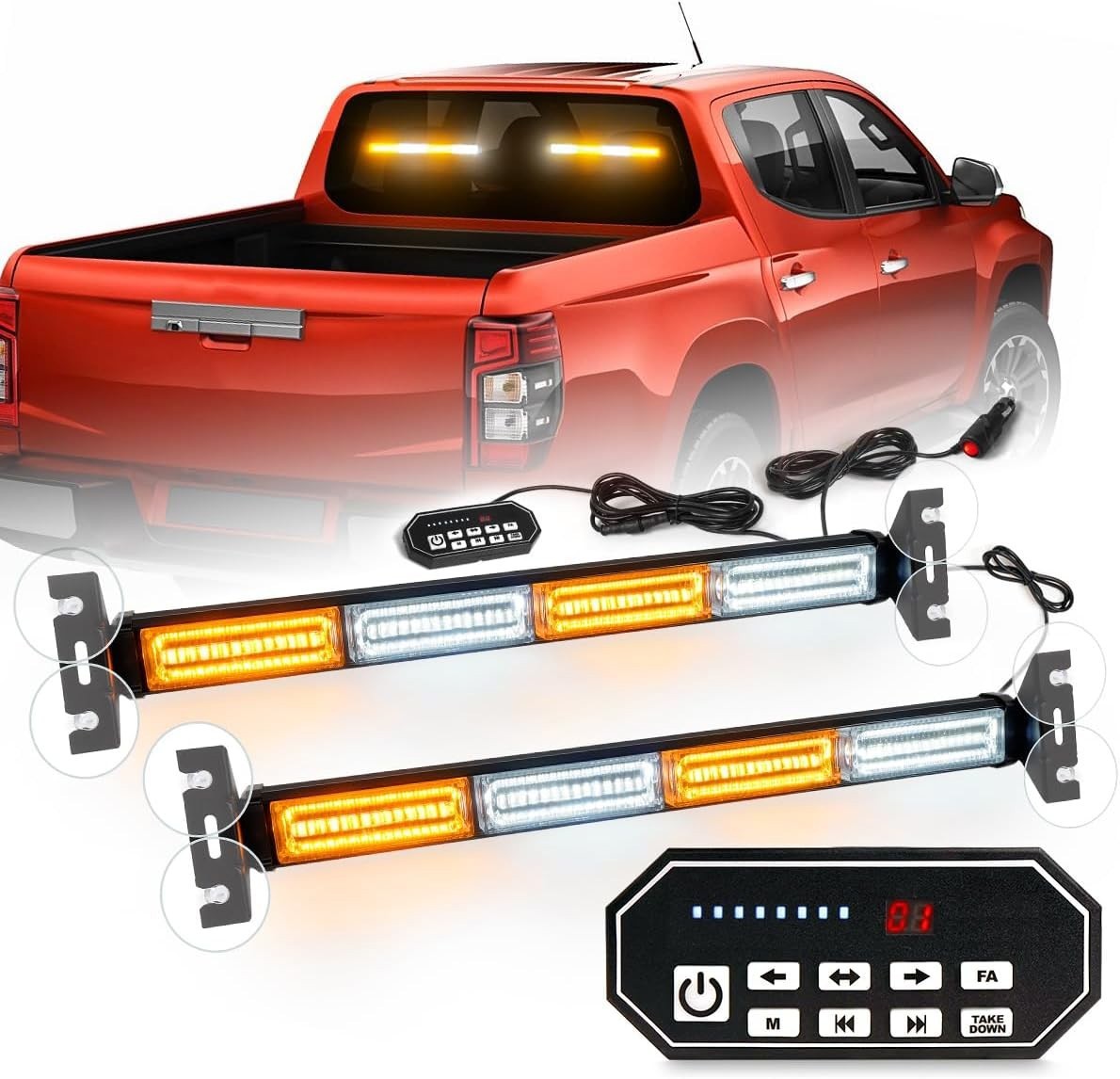 80LEDs Traffic Advisor Strobe Light Bar Emergency Warning Light With Control New