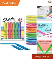 Assorted Fluorescent Highlighters 12 Pack - Non-Toxic, Quick Drying, Chisel Tip