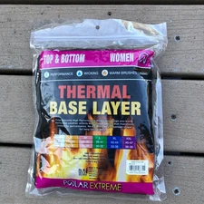 Polar Extreme Women's 2 Piece Thermal Base Layer Set Top & Bottom Black Small
