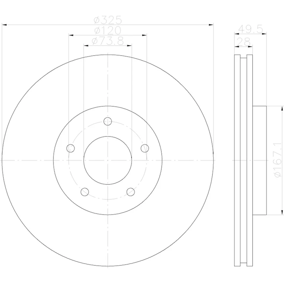 Rotor de freno de disco Hella Pagid 355123052 para 98-06 Jaguar Vanden Plas XJR XK8 XKR Foto 2 de 4
