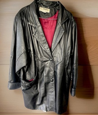Vintage Leather Trench Coat Jacket Maggie Lawrence Collection
