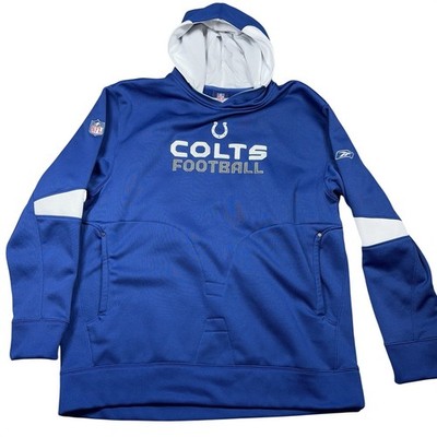 Reebok XL Indianapolis Colts Hoodie Mens Blue NFL Authentic Sideline Sweatshirt