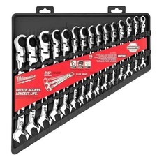Milwaukee 48-22-9513 Juego de llaves combinadas de trinquete de cabeza flexible métrica de 15 piezas