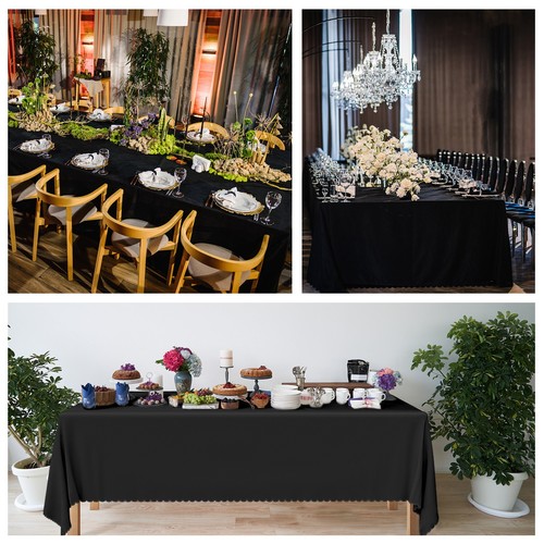 Flat Polyester Rectangle Trestle Tablecloths Wedding Event Hotel Party Banquet - Picture 8 of 30