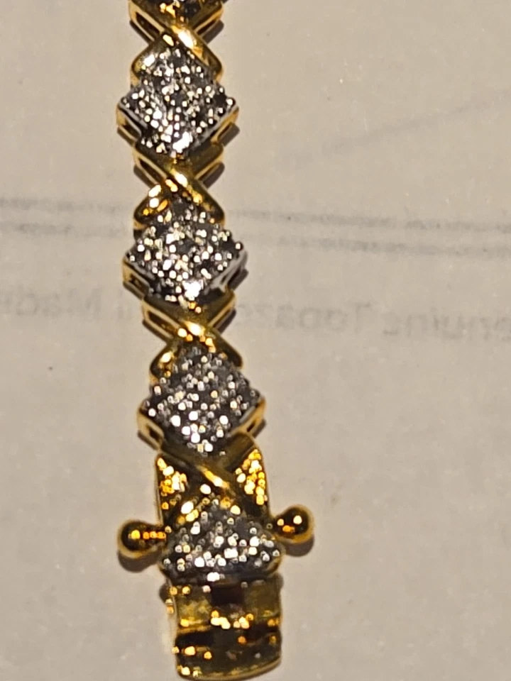 Genuine Diamond 14k Gold Over Sterling Silver Bracelet - Image 2 of 4