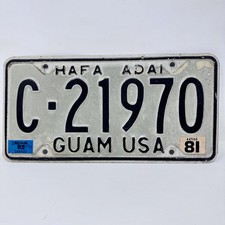 Vintage Guam USA License Plate 1981 1982 Hafa Adai C-21970 Metal Car Tag