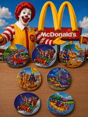 Vintage 90's McDonalds Ronald McDonald Melamine 9.5'' Collectors Plates Set of 7