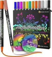 Desire Deluxe Acrylic Paint Pens for Rock 12 Count (Pack of 1), Multicolor 