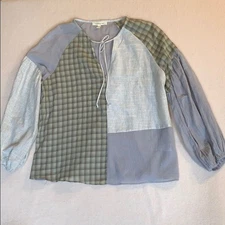 Grade and Gather Cotton Top Gray Green Women’s Size Small