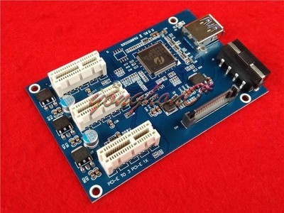 PCI-e Express 1X to 3 Port 1X Switch Multiplier HUB Riser Card +1PCS USB Cable *