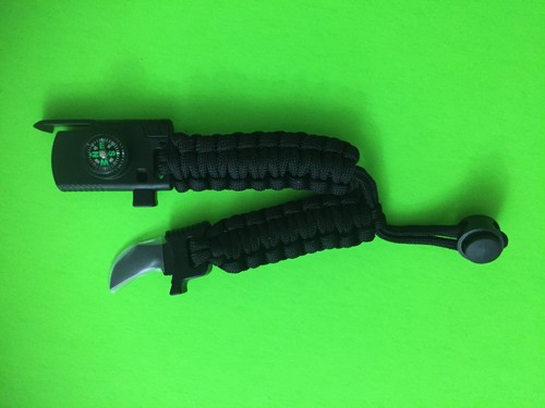 Paracord Survival Hiking Bracelet 9" Compass. Blade. Whistle Black New - Picture 4 of 4