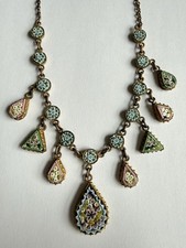 VINTAGE ANTIQUE GOLD PLATED MICRO MOSAIC NECKLACE