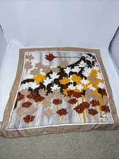 PAOLI Vintage Acetate Earthtones Floral Scarf 23" x 23", Made in Japan