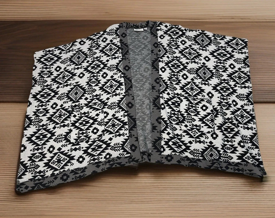 Denim & Co. Talla Única Missy OS Tribal Western Poncho Suéter Suave Abierto Foto 2 de 4