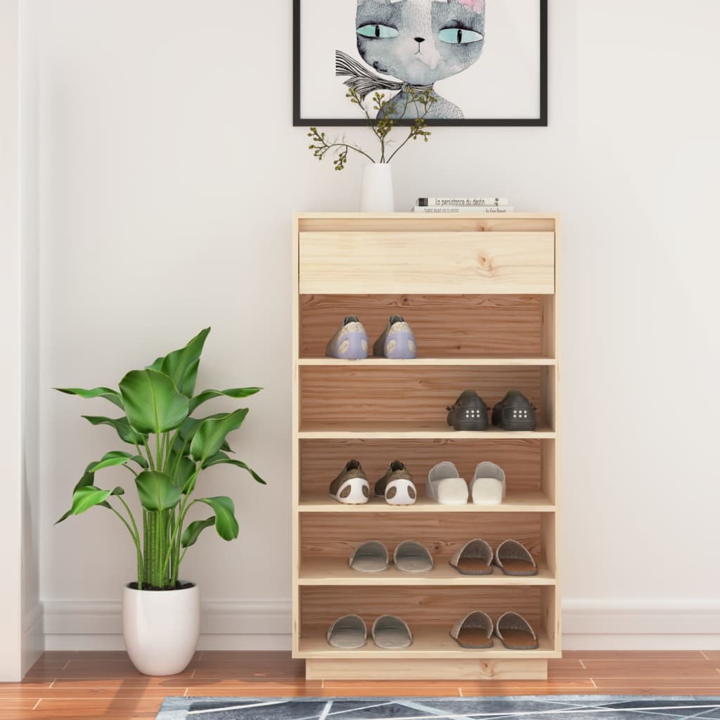 Scarpiera Design 60x34x105 cm Pino Massello - Arredo Ingresso Moderno