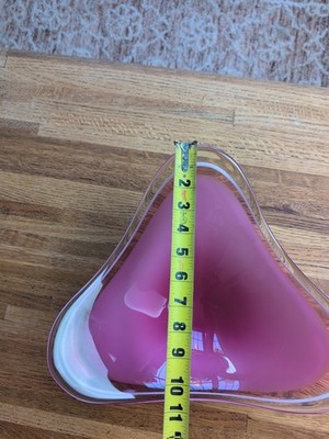 工芸品 Swedish Flygsfors art glass Coquille Vintage Flygsfors Coquille Art Glass Bowl Pink White Scandinavian