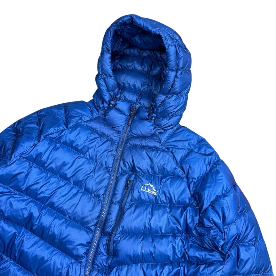 L.L.Bean Ultralight 850 Down Jacket Men’s XL Blue Full Zip Hooded Pertex Quantum - Image 2 of 4