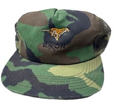 Vintage Exxon Gasoline Mesh Camouflage Trucker Hat Running Tiger