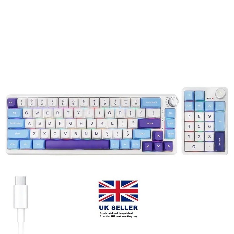 Mechanical Keyboard & Numpad Set Wireless Tri-Mode RGB Backlit Hot-Swappable