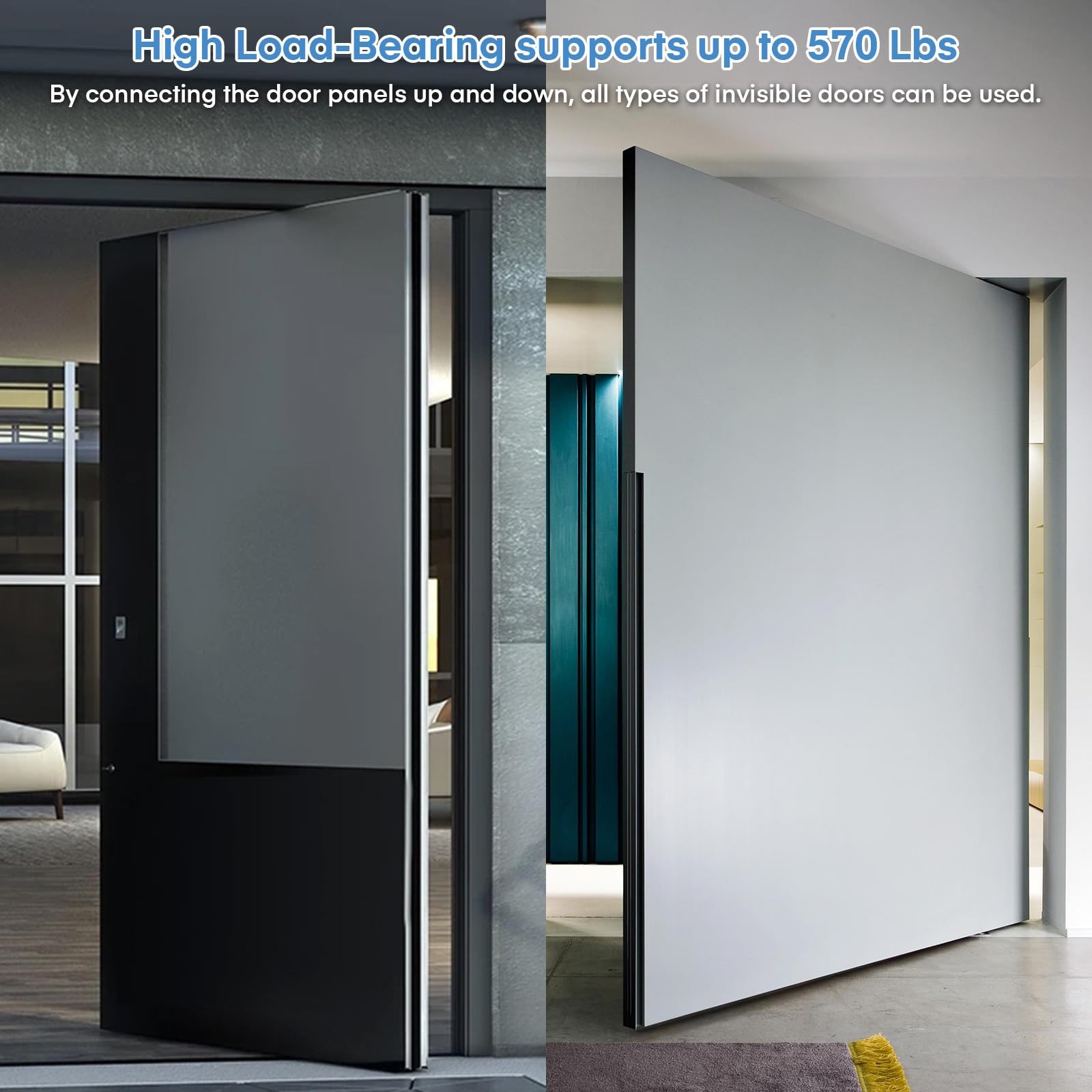 Thicker Hidden Door Hinge,570LBS Load-Bearing Heavy Duty Pivot Door Hinges,Bl...