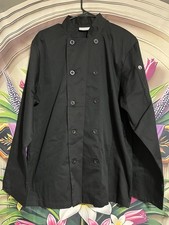 Chef Works Men  s Medium Black Double Breasted Coat X-1697