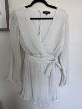 Lulus Hastings White Pleated Surplice Mini Dress Women’s Small Cocktail Party