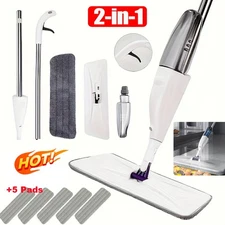 Hand-Free Spray Mop Self-Wringing Flat Long Handle Wet Dry Mop Floor Mop w/5 Pad
