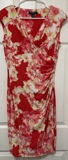 Ralph Lauren Dress Sz 6 Surplice Ruched Side Light Shoulder Pads Slinky