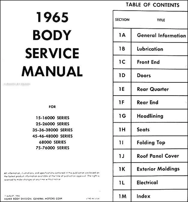 Manuale Originale Di Riparazione Carrozzeria Buick 1965 - Tutti I Modelli - Immagine 2 di 2