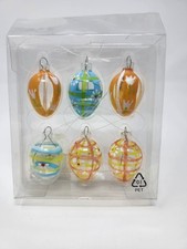 Mini Clear Glass Painted Egg Ornaments Set Of 6 Easter Flowers Riffelmacher