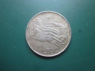 Italien 500 Lire 1961 Quadriga Silber