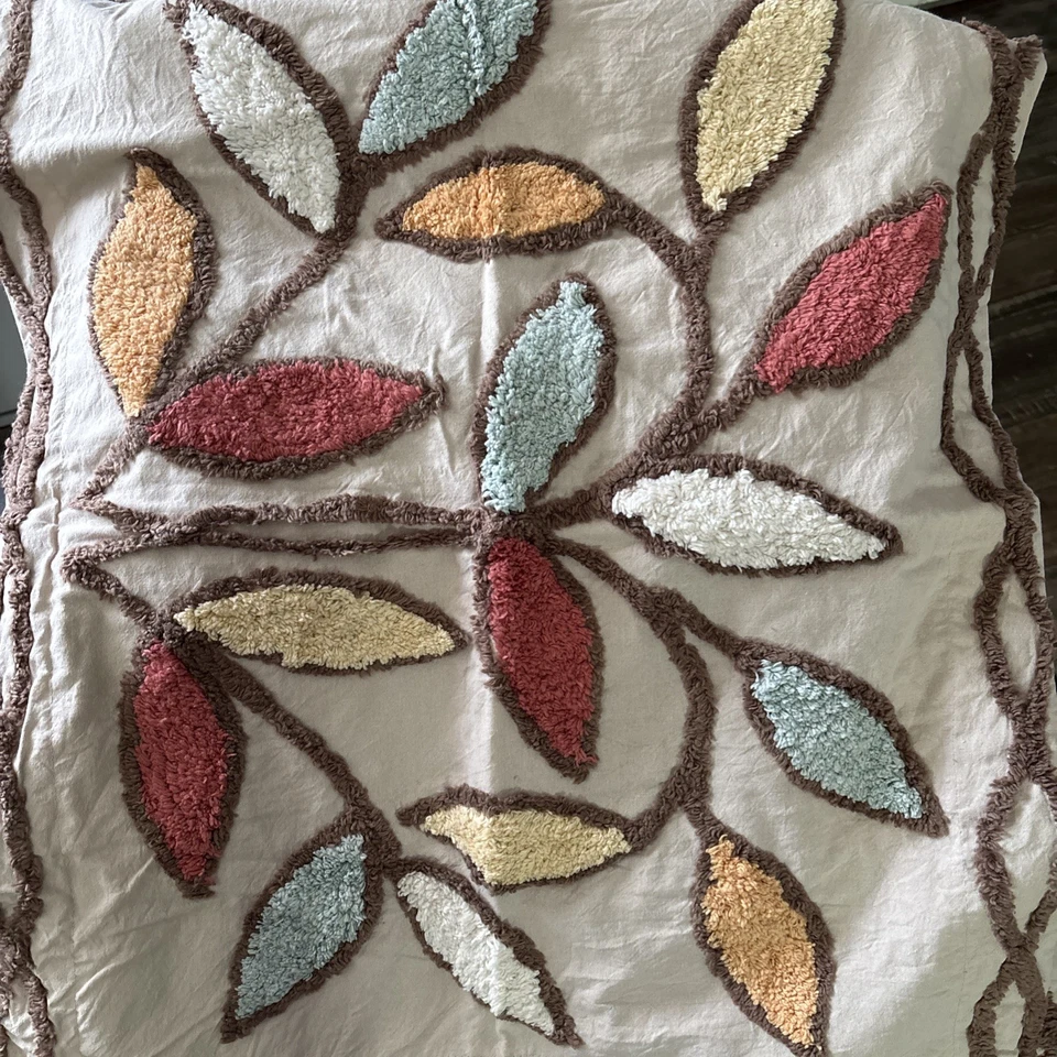 Fundas de almohada colcha Queen hojas abundantes chenilla toque de clase neutras Foto 4 de 4