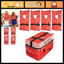 Clear Storage Bag with 4 Type II Life Jackets for Adults - Orange Safety Gear