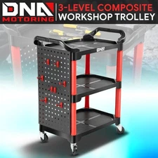 260 LBS 3-Level w/ Hanging Board Mobile Casters Composite Workshop Tool Trolley
